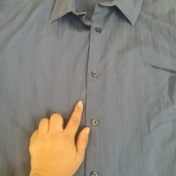 Claiborne | Mens Blue Button up Long Sleeve Stripe Dress shirt Size XL - Picture 6 of 6